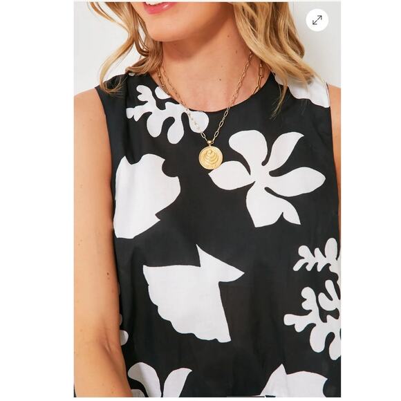 Tuckernuck Seashell Beach Coverup Short Dress Large Cotton Black White NEW - Picture 4 of 16